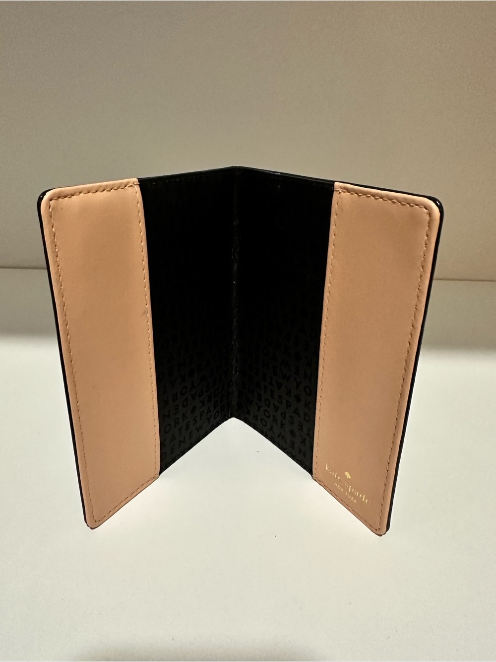 kate spade Black Leather Travel Passport Cover with Gold Logo - Picture 3 of 4